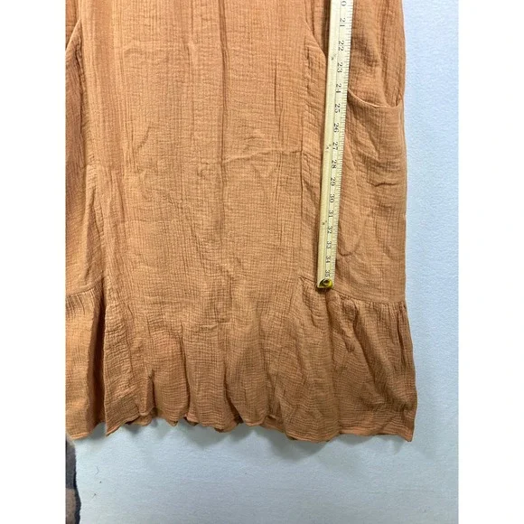 Davi & Dani Cotton Gauze Dress Womens Large Orange Boho Midi Pockets Lagen Look - Picture 6 of 9